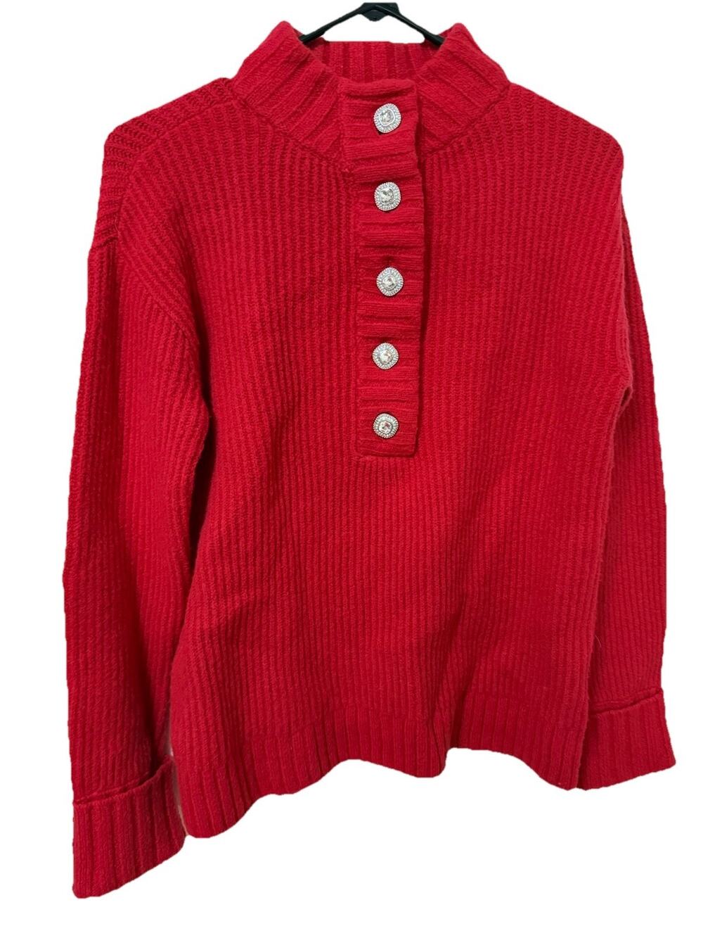 TALBOTS Women’s Red Pullover Cotton Wool Blend Sweater Cozy Christmas Petite